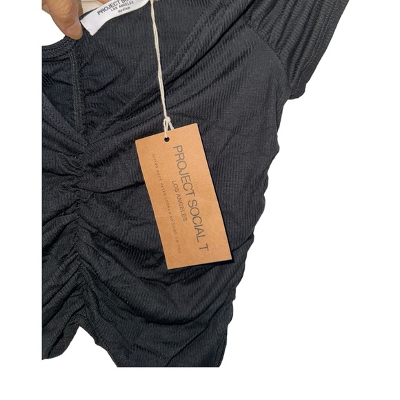 🖤 NWT! Project Social T Ruched Crop Top - Picture 5 of 6